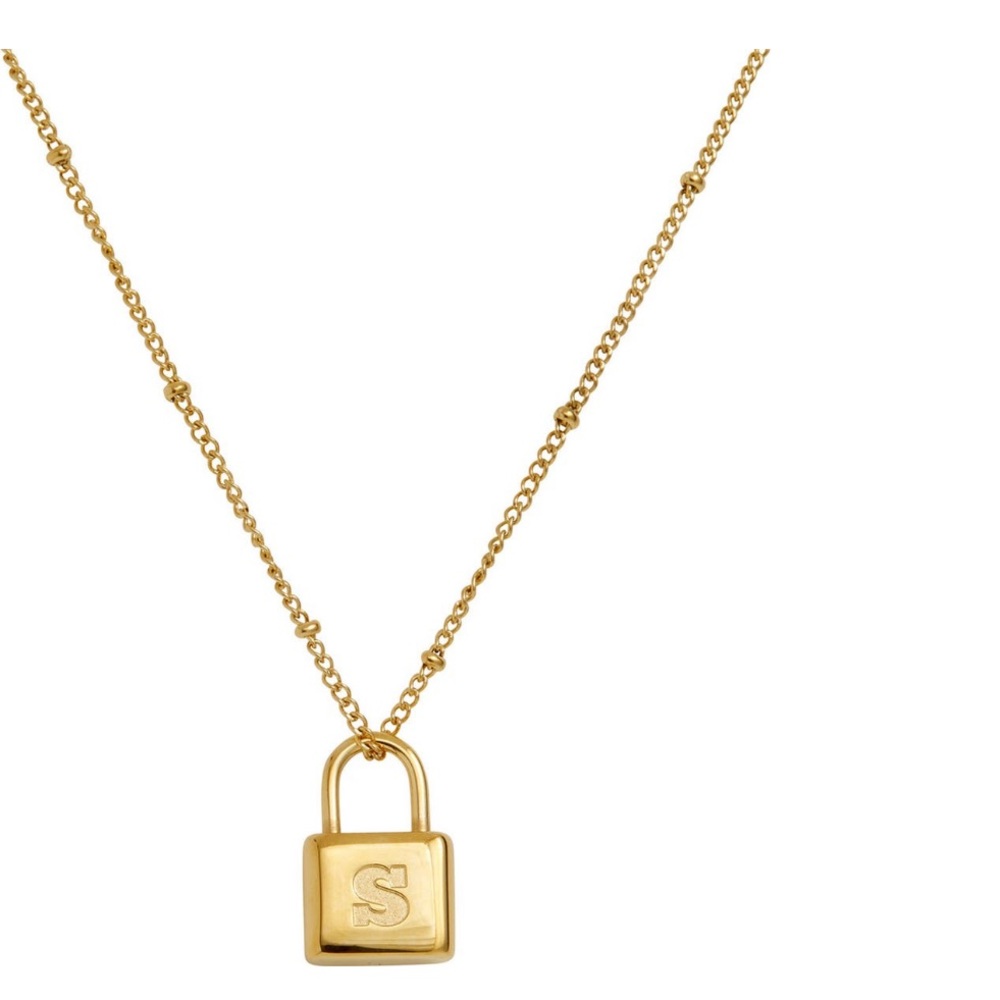Savvy Cie Jewels initial lock Pendant necklace